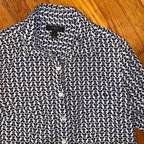 J. Crew Silk Blend Popover Blouse sz 2 - Picture 3 of 5